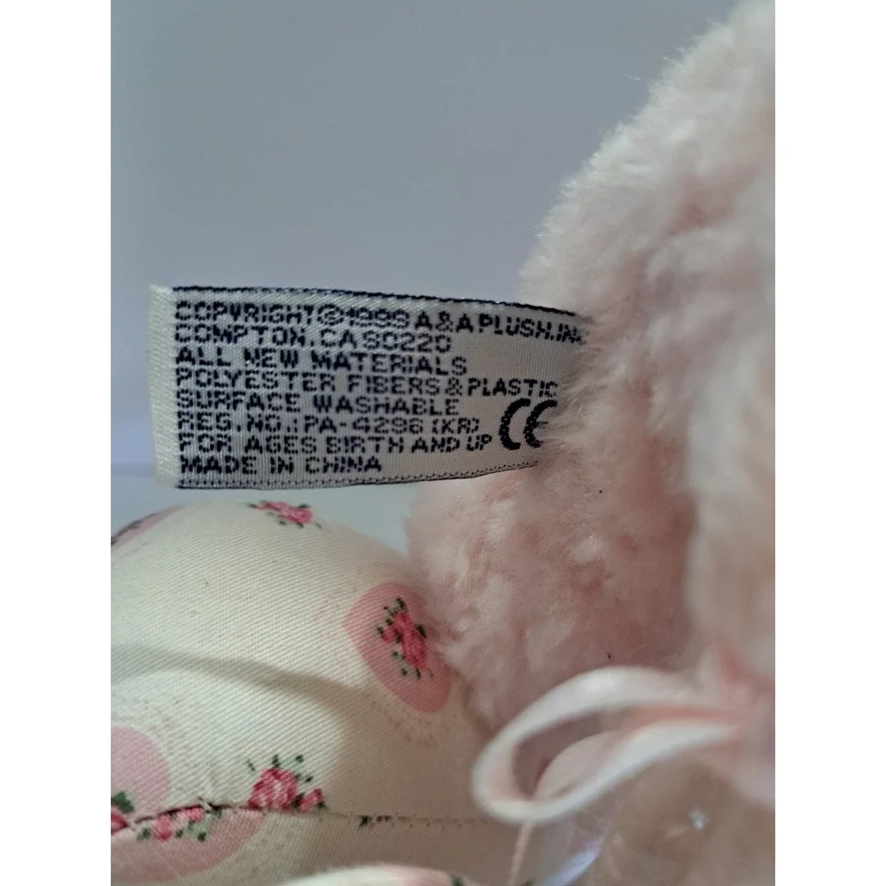 Baby Aurora Musical Rocking Horse Plush W/ Bear Pink‎ Floral Heart Victorian VTG